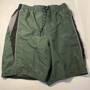 Nike Swim Trunks Black Army Green Grey Swoosh Little Mens Size Small Pockets